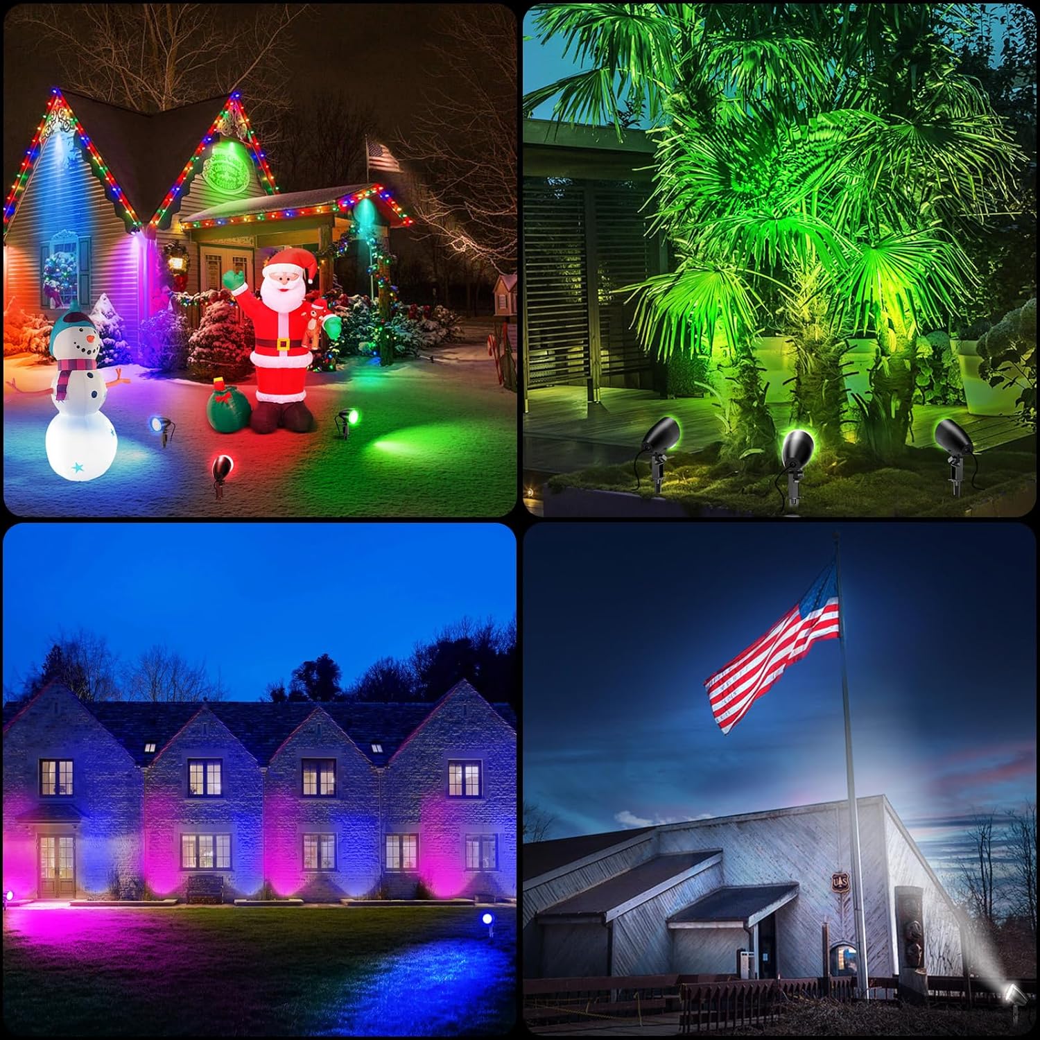 MEIKEE 20W Outdoor LED Landscape Lighting Spot Lights Outdoor 1880LM IP66 Waterproof Landscape Lights for Pathway Patio Yard Lawn Decorative 120V US 3-Plug 2 Packs